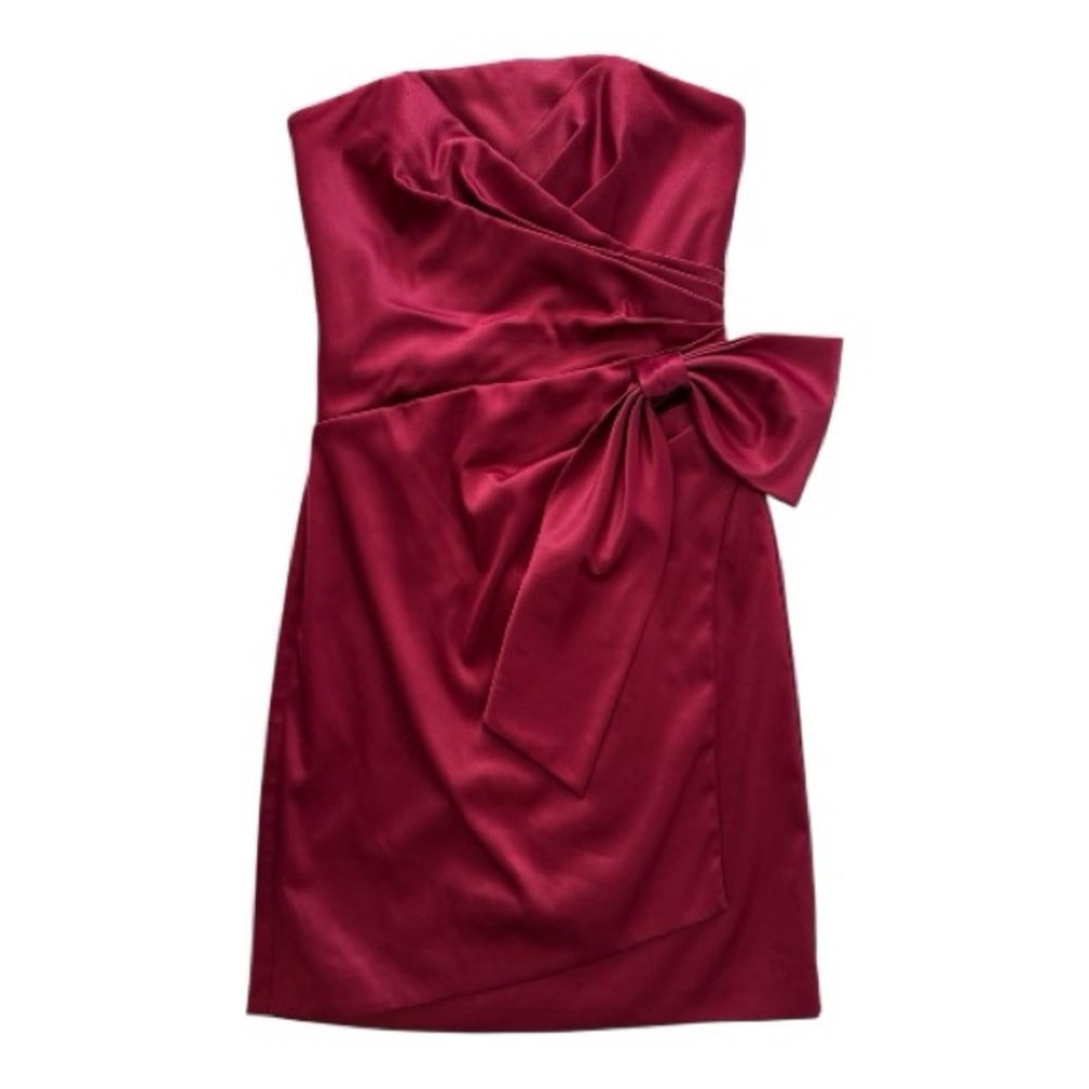 White House Black Market Fuchsia Satin Strapless Bow Dress Size S